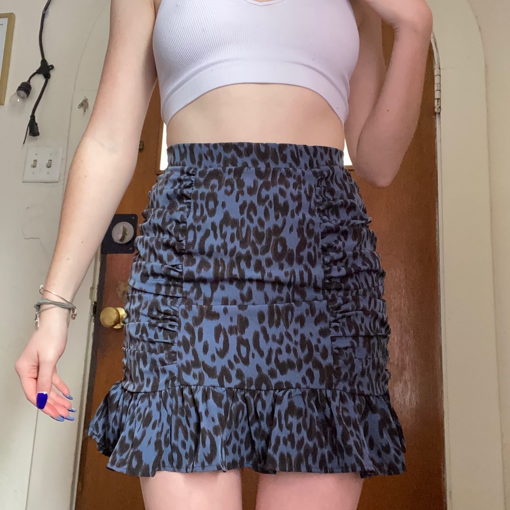 Ruched/ruffled cheetah print skirt